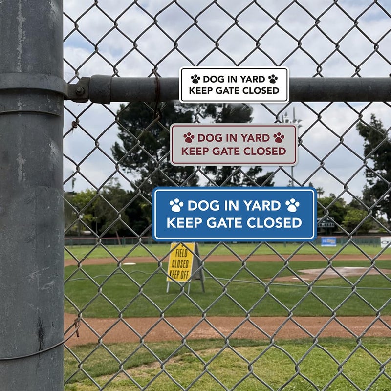 AQS All Quality Standard Dogs in Yard Please Keep Gate Closed Wall or Door Sign - Laser-Engraved Lettering | Durable ABS Plastic | Double-Sided Foam Adhesive Tape (Black Gold) - Small - Image 3